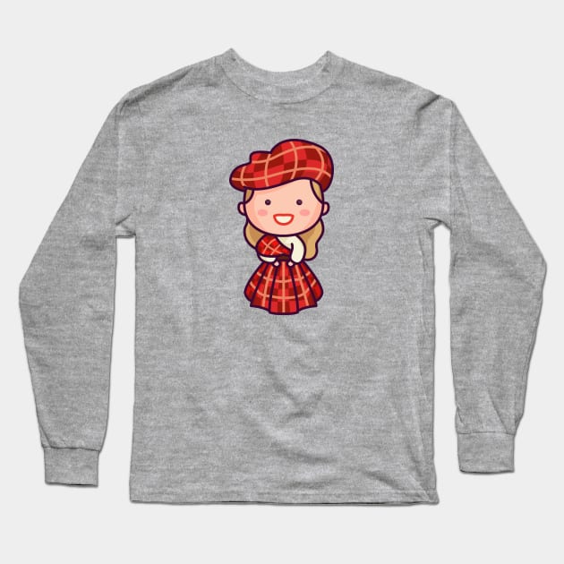 Cute Scottish Tartan Girl Long Sleeve T-Shirt by SLAG_Creative